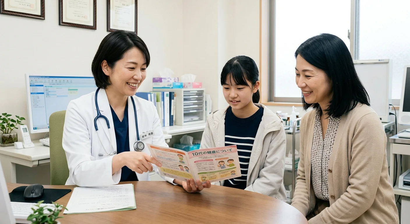HPVワクチンの対象年齢と接種スケジュールを説明する医師