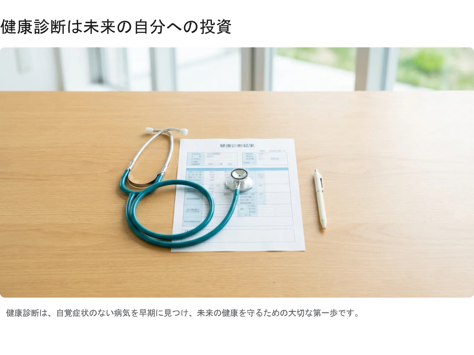 図1：健康診断結果票と聴診器
