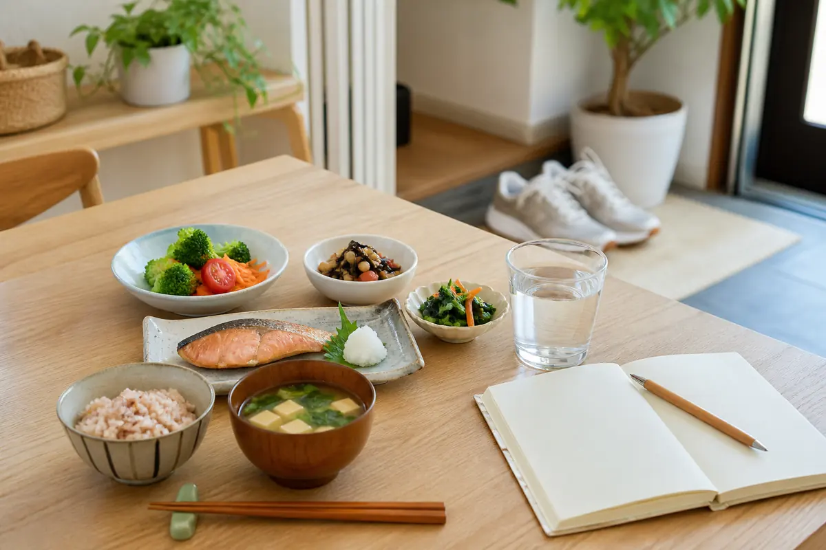 食事、運動、記録を無理なく続ける脂肪肝の生活改善イメージ