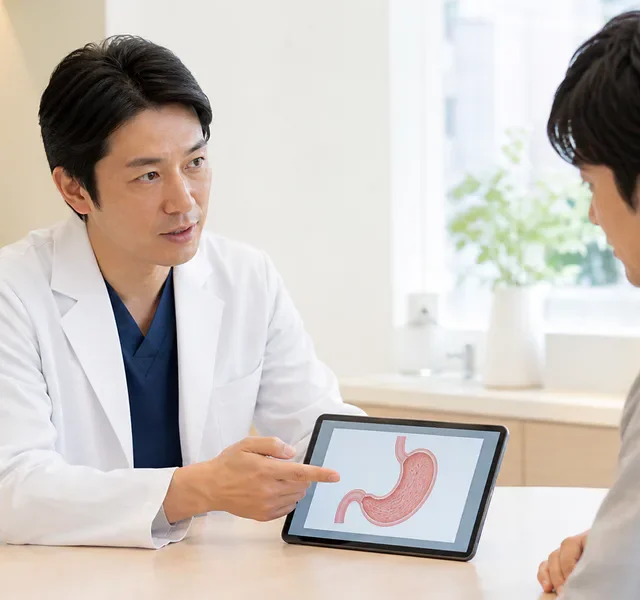 ピロリ菌の検査と除菌治療について医師へ相談する患者